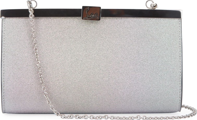 Christian Louboutin Palmette Small Glitter Sunset Clutch Bag