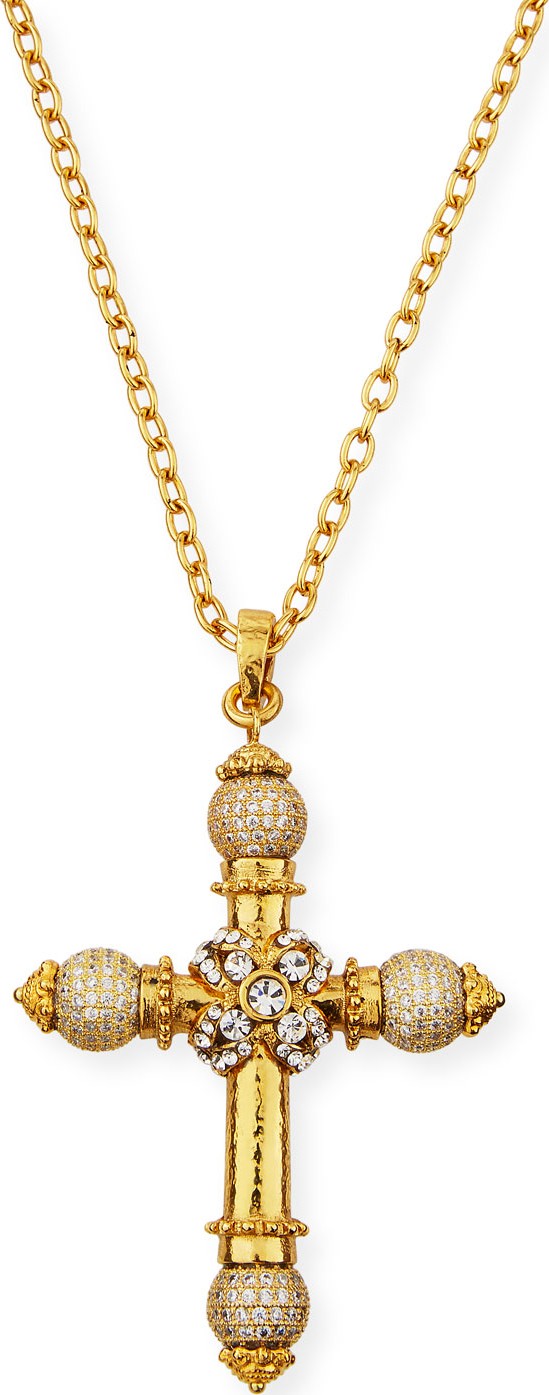 Jose & Maria Barrera Crystal Cross Pendant Necklace