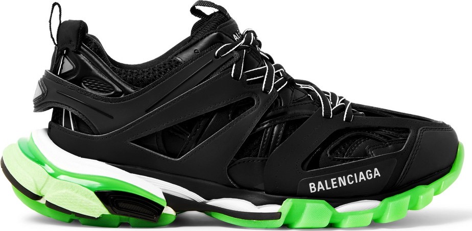 Balenciaga Track Glow Nylon, Mesh and Rubber Sneakers