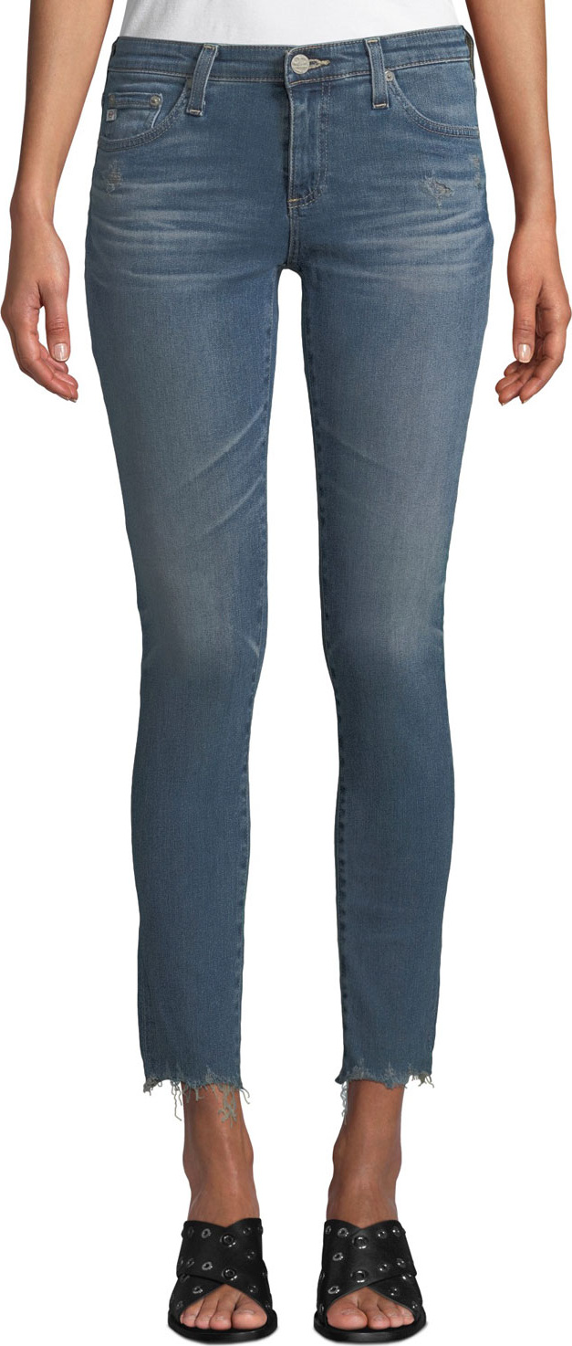 AG Jeans The Legging Super Skinny Ankle Jeans w/ Chewed Hem