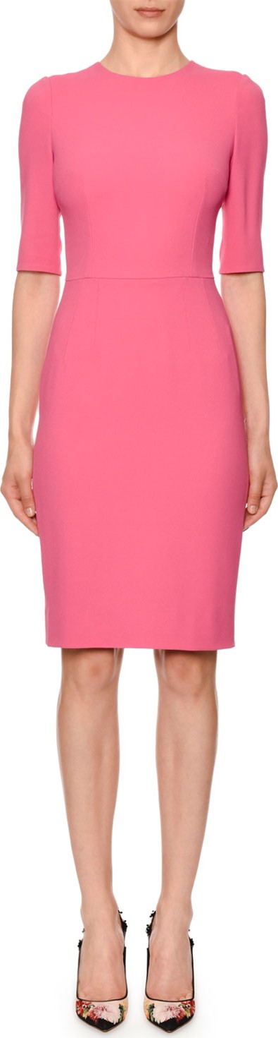 Dolce & Gabbana Half-Sleeve Jewel-Neck Sheath Dress