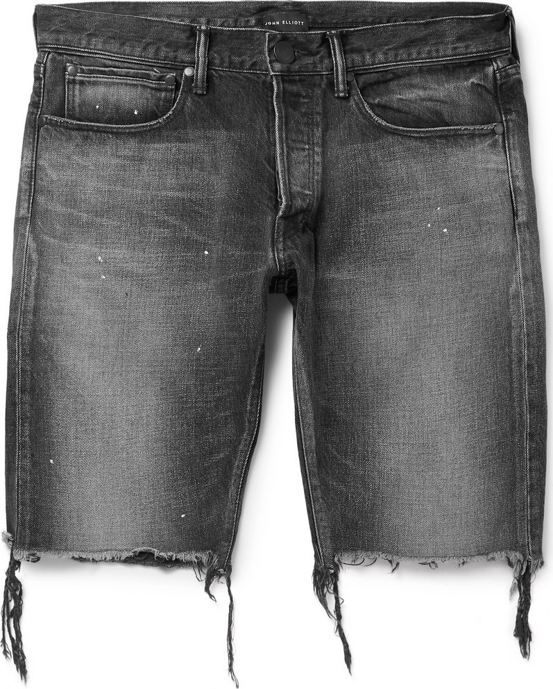 John Elliott The Cast 2 Slim-Fit Distressed Denim Shorts