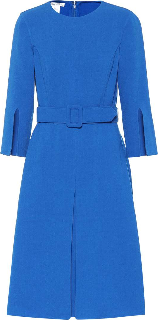 Oscar De La Renta Split-sleeve wool crêpe dress