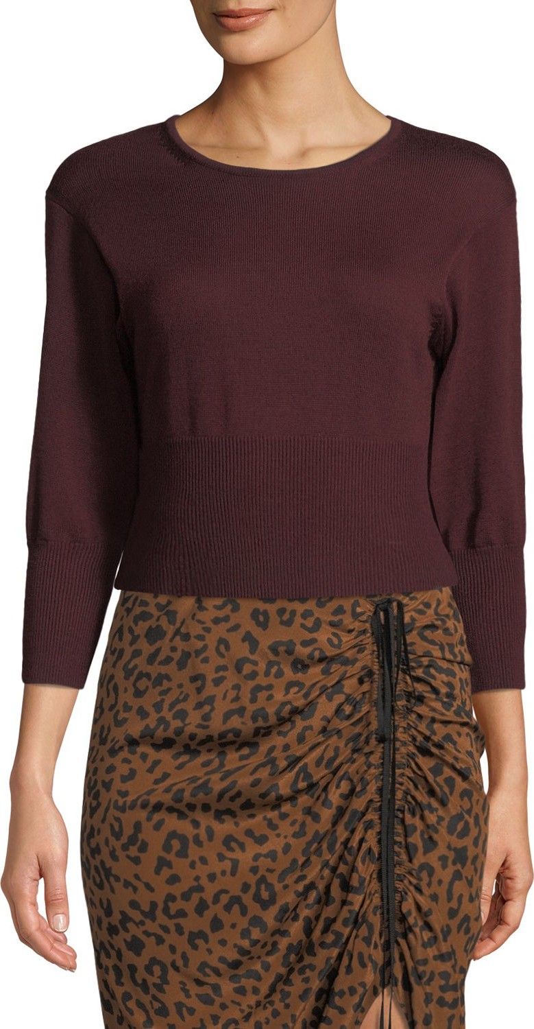 DIANE von FURSTENBERG Crewneck Cropped Knit Pullover Sweater