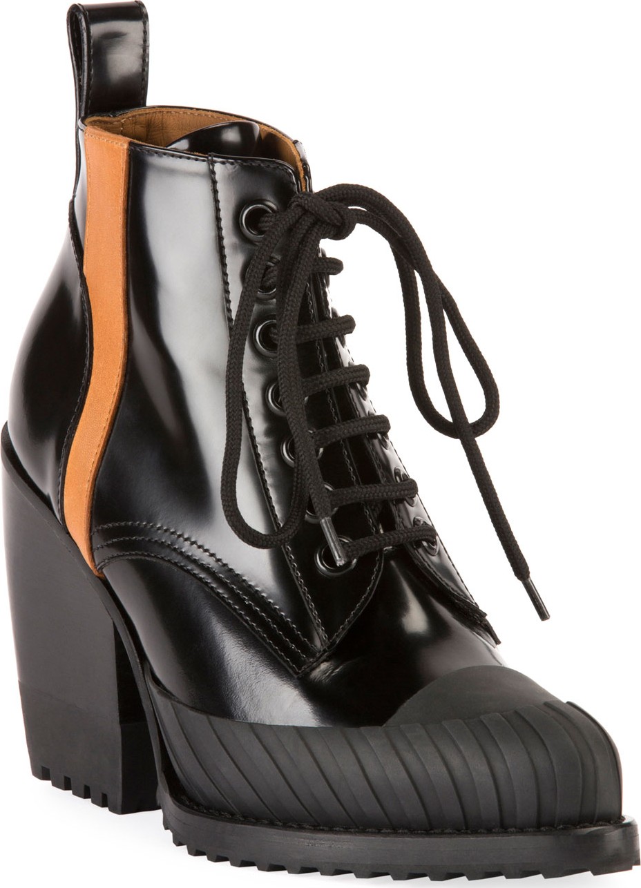 Chloe Rylee Block-Heel Lace-Up Combat Boots