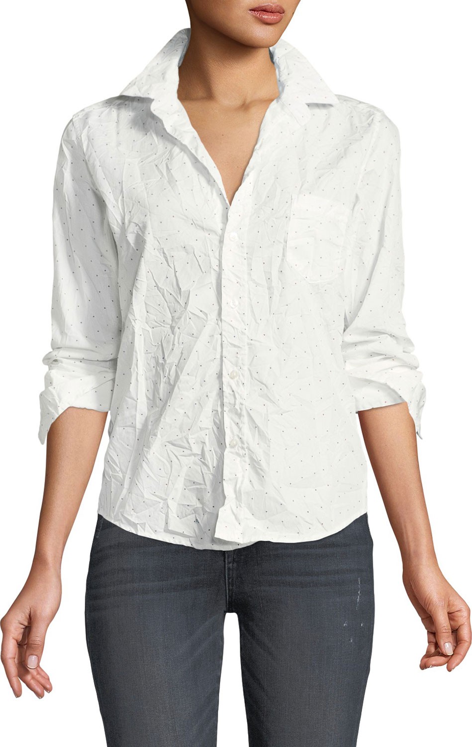 Frank & Eileen Barry Dot-Print Long-Sleeve Poplin Shirt