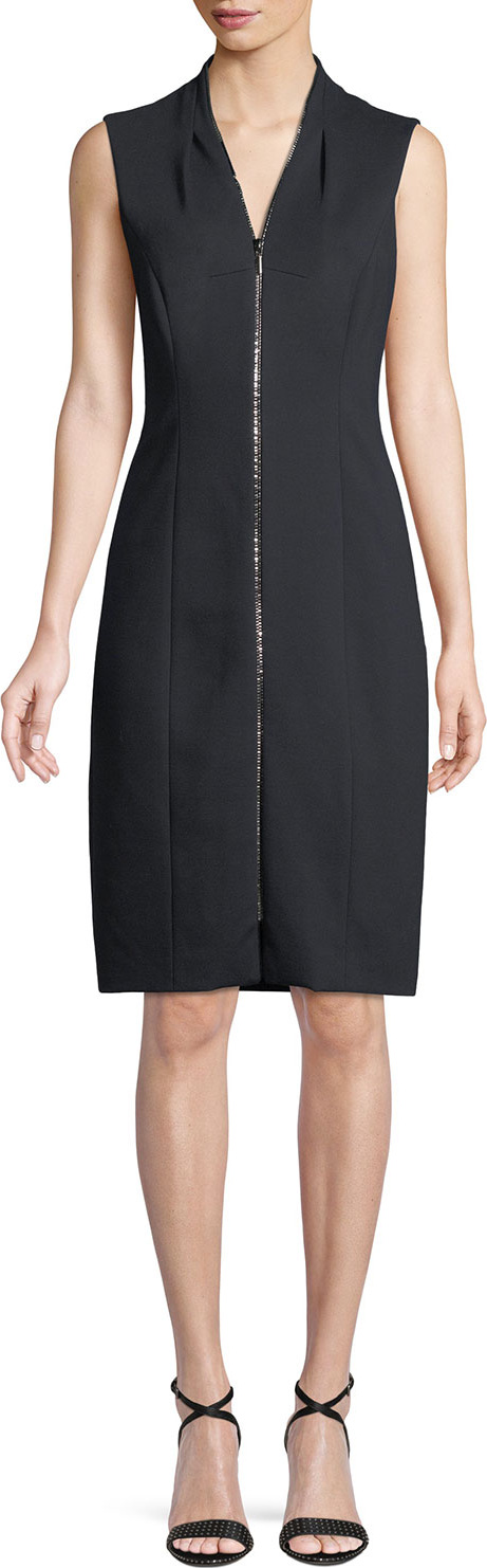 Elie Tahari Verdie Zip-Front Sleeveless Dress
