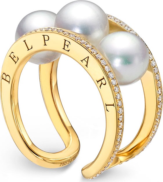 Belpearl Kobe Tre Pearl & Diamond Ring