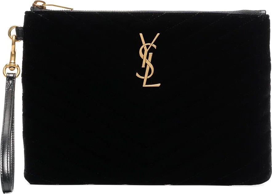 Saint Laurent velvet monogram quilted clutch bag