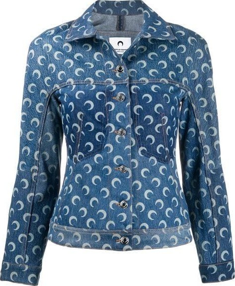 Marine Serre moon print denim jacket