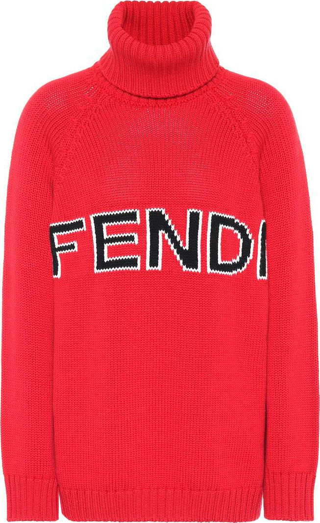 Fendi Logo wool turtleneck sweater