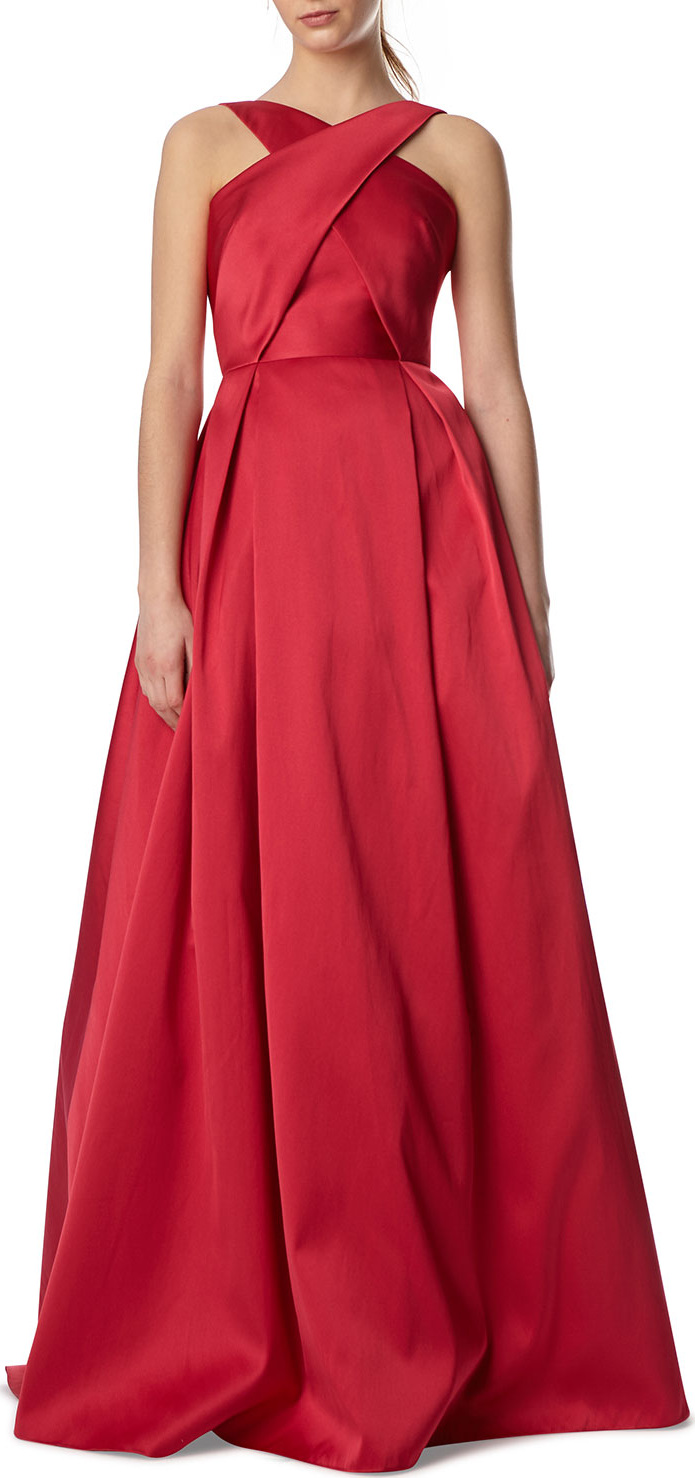 ML Monique Lhuillier Halter Ball Gown w/ Crisscross Bodice
