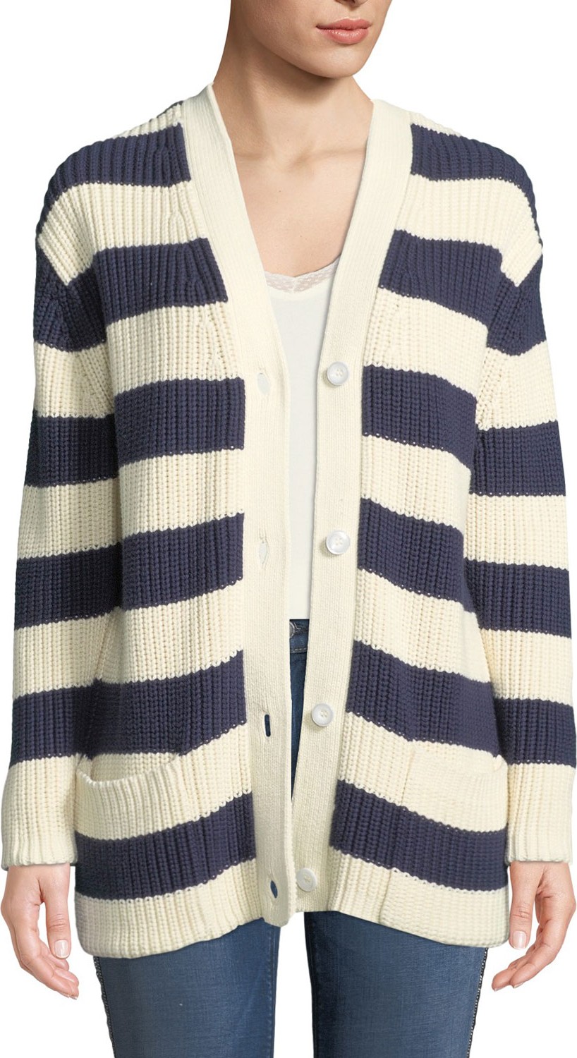 Kule The Tempest Striped Button-Front Sweater