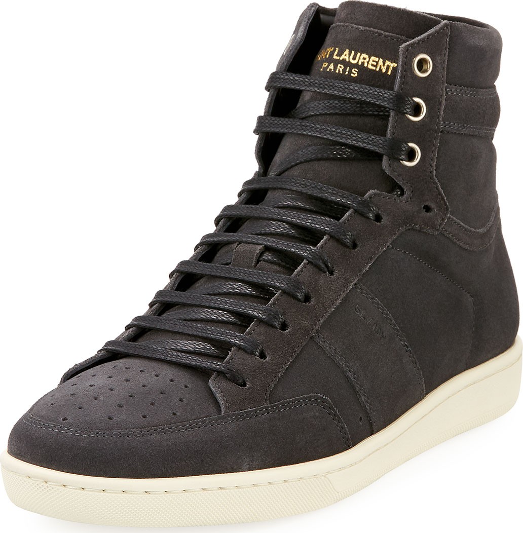 Saint Laurent Men's Suede High-Top Sneakers