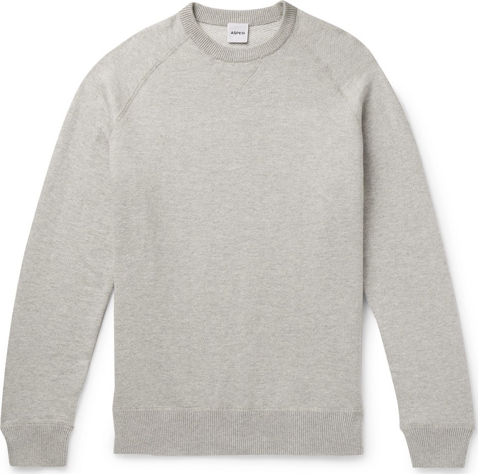 Aspesi Slim-Fit Loopback Cotton, Cashmere and Wool-Blend Sweater