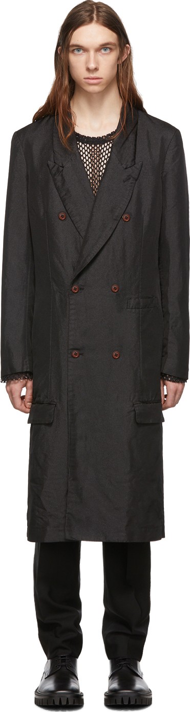 Comme Des Garçons Homme Plus Black Twill Double-Breasted Coat