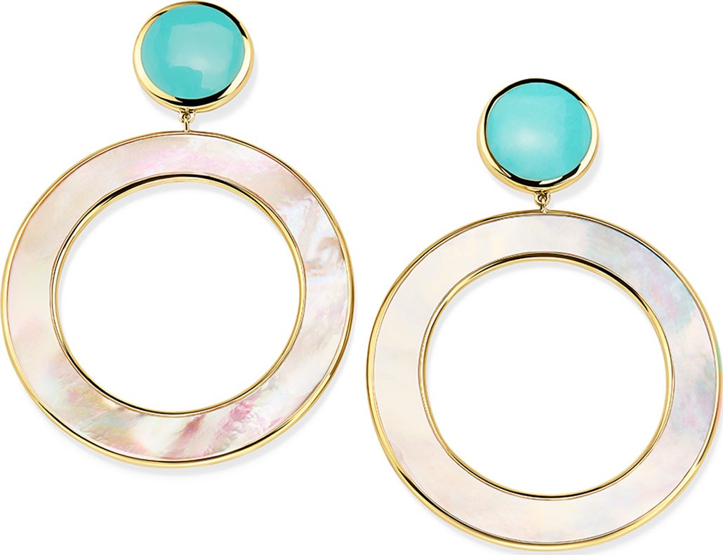 IPPOLITA 18K Polished Rock Candy Dot & Circle Earrings in Mother-of-Pearl & Turquoise