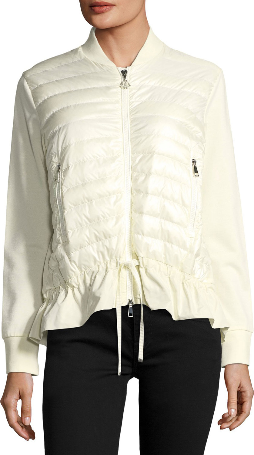 Moncler Maglia Knit Puffer Combo Jacket w/ Peplum Hem
