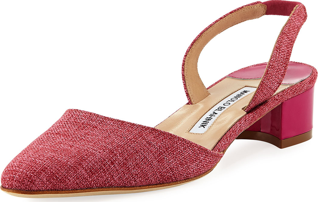 Manolo Blahnik Aspro Linen Slingback Pump