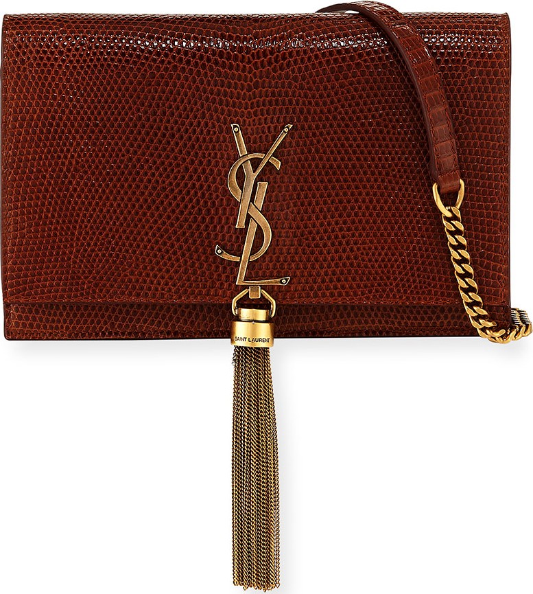 Saint Laurent Kate Monogram YSL Small Lizard Wallet on Chain