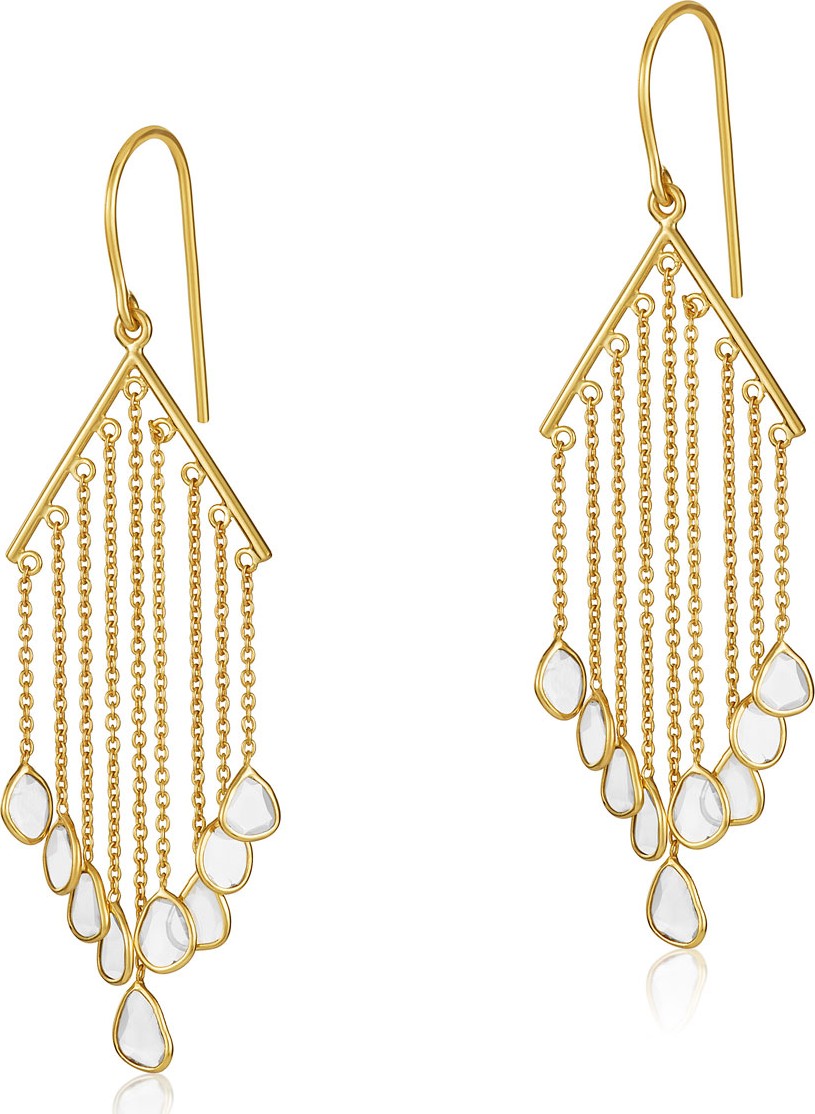 Legend Amrapali Polki Diamond Slice V-Bar Drop Earrings