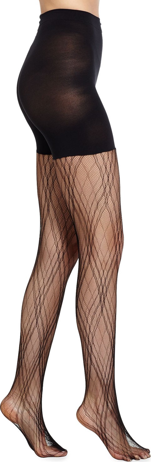 SPANX Plaid Lace Tights, Very Black