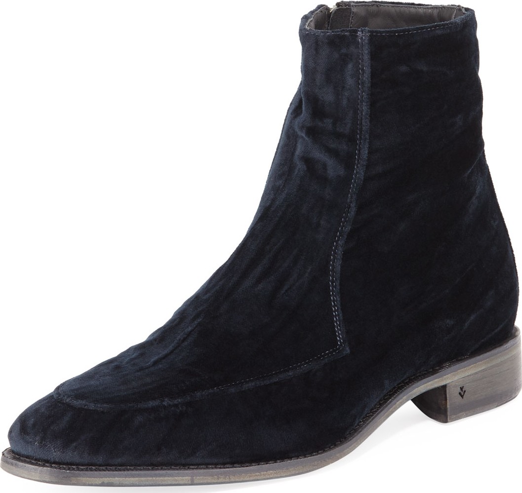 John Varvatos Men's Amsterdam Apron-Toe Velvet Boot