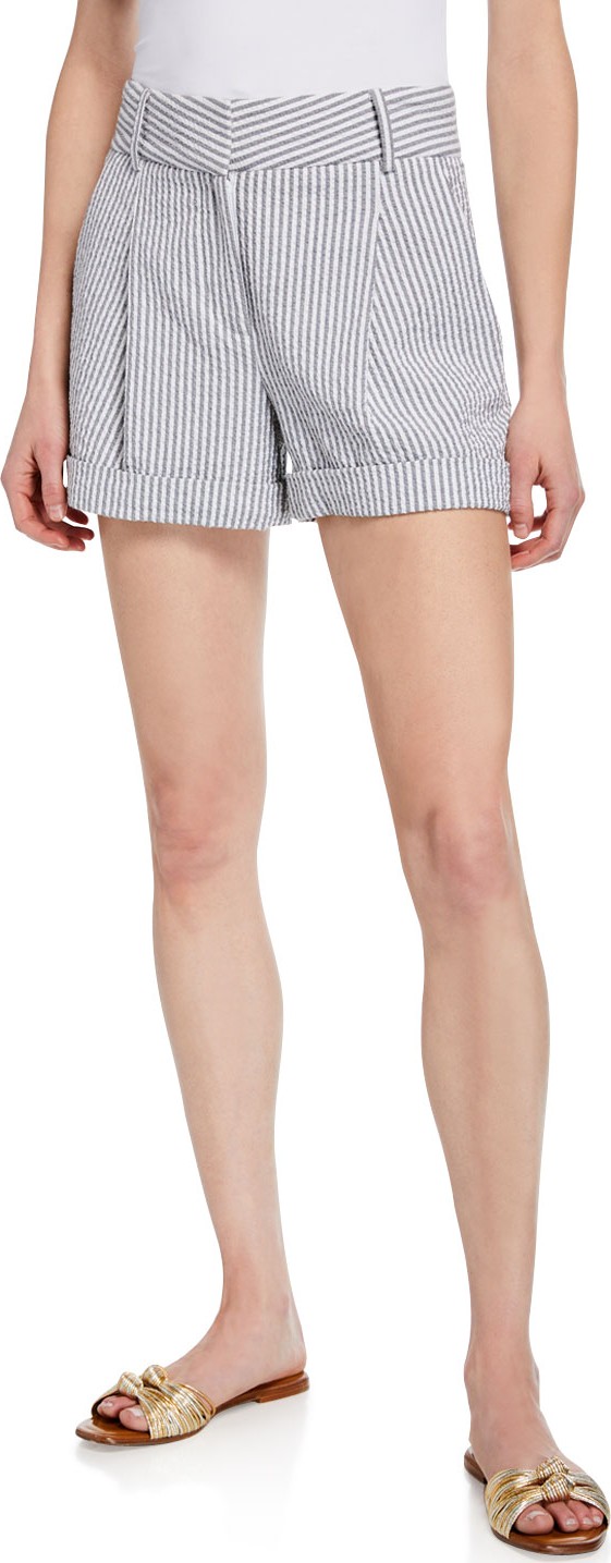 Veronica Beard Carito Striped Cuffed Shorts