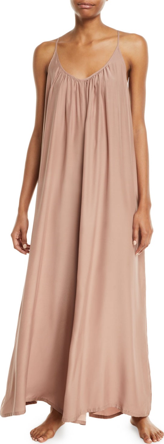 Pour Les Femmes Wide-Leg Silk Charmeuse Jumpsuit