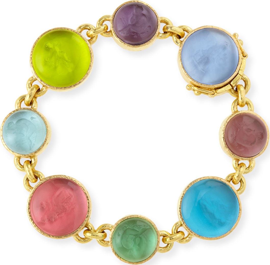Elizabeth Locke 19k Gold Pastel Intaglio Link Bracelet
