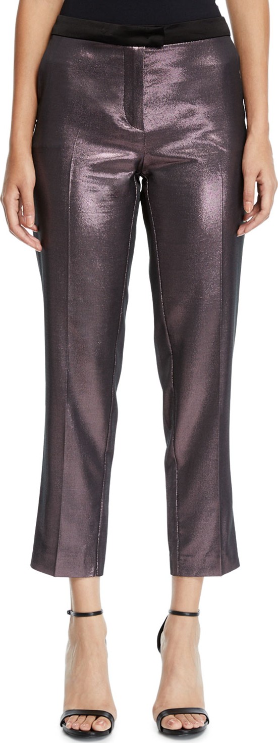 Pinko Metallic Cropped Straight-Leg Pants
