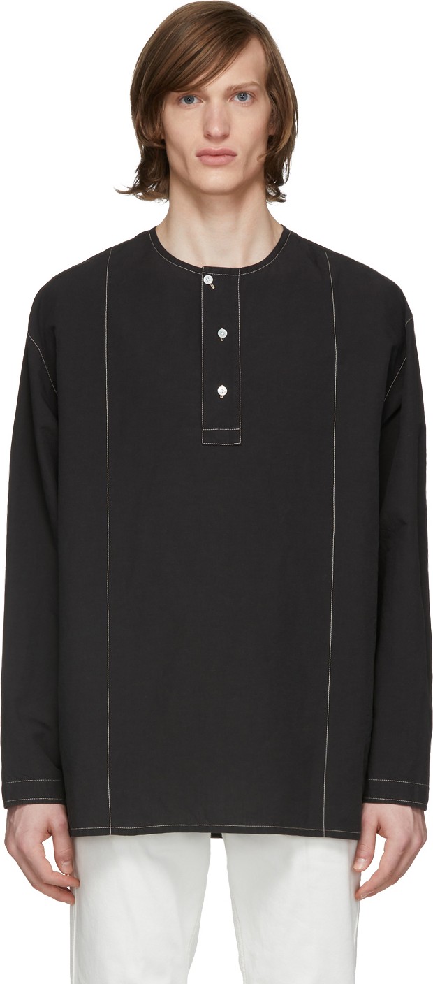 Lemaire Black Long Sleeve Henley