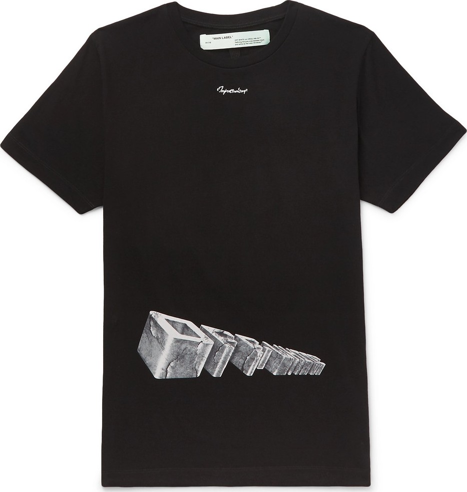 Off White Printed Cotton-Jersey T-Shirt