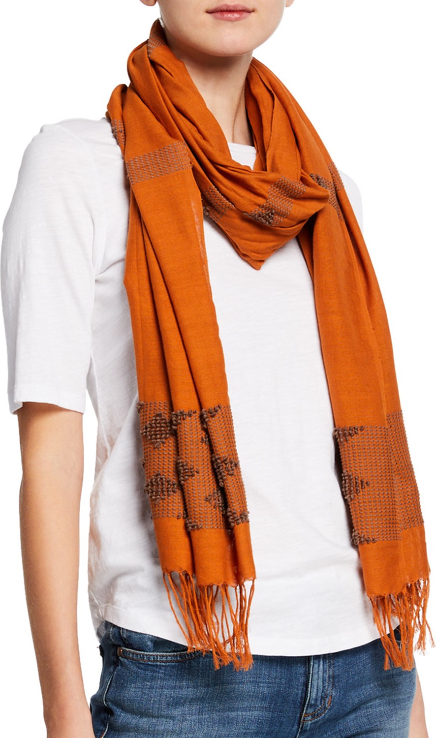 Eileen Fisher Organic Cotton Looped Diamonds Scarf