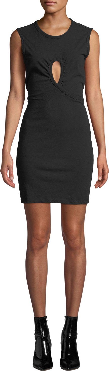 T By Alexander Wang High Twist Jersey Dress with Keyhole Detail
