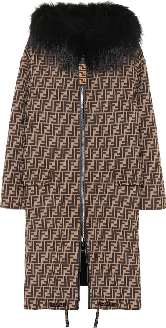 Fendi Fur-trimmed wool coat