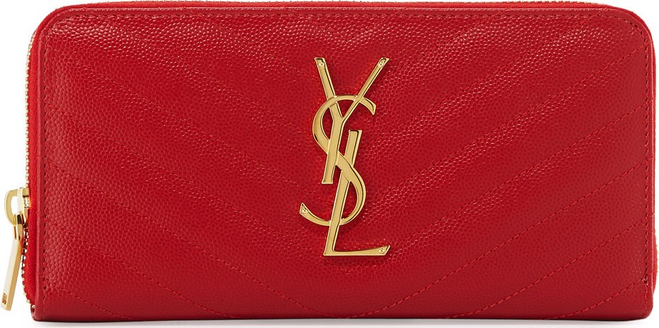 Saint Laurent Monogram YSL Matelasse Zip-Around Wallet