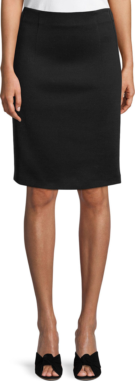 Piazza Sempione Grosgrain-Panel Straight Slim Knee-Length Skirt