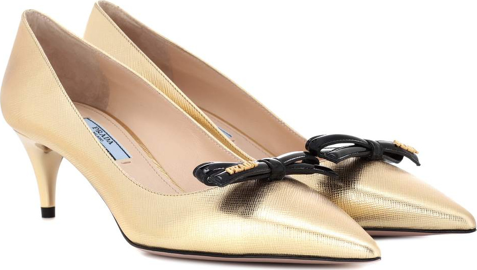Prada Metallic leather pumps