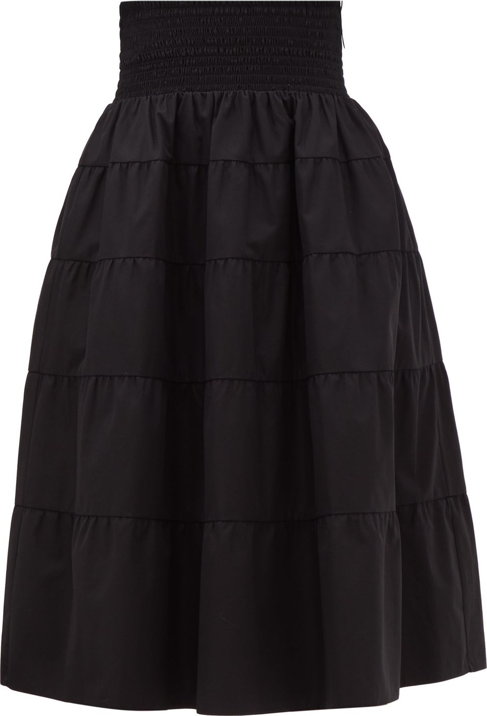 Prada Smocked cotton-poplin skirt