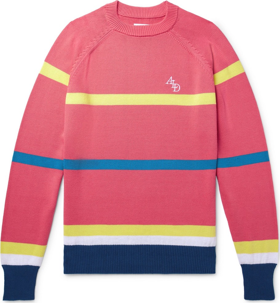 Aimé Leon Dore Logo-Embroidered Striped Cotton Sweater
