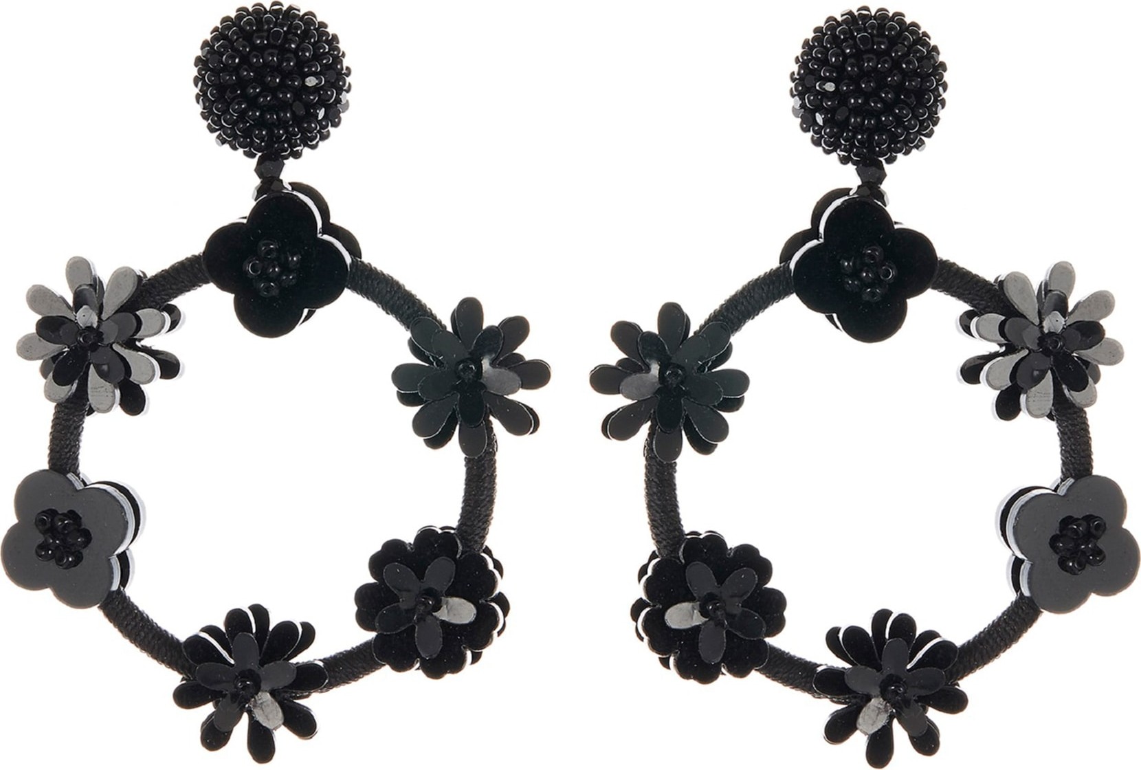 Oscar De La Renta Flower Drop Hoop Earrings