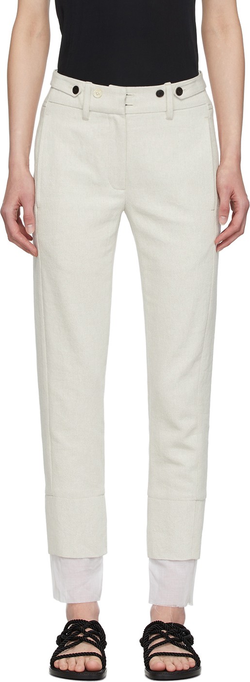 Ann Demeulemeester Off-White Double Cuff Trousers