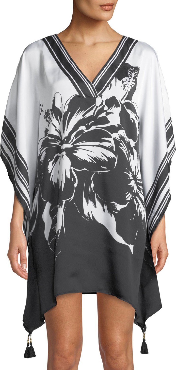 Tommy Bahama Fractured Striped V-Neck Coverup Tunic