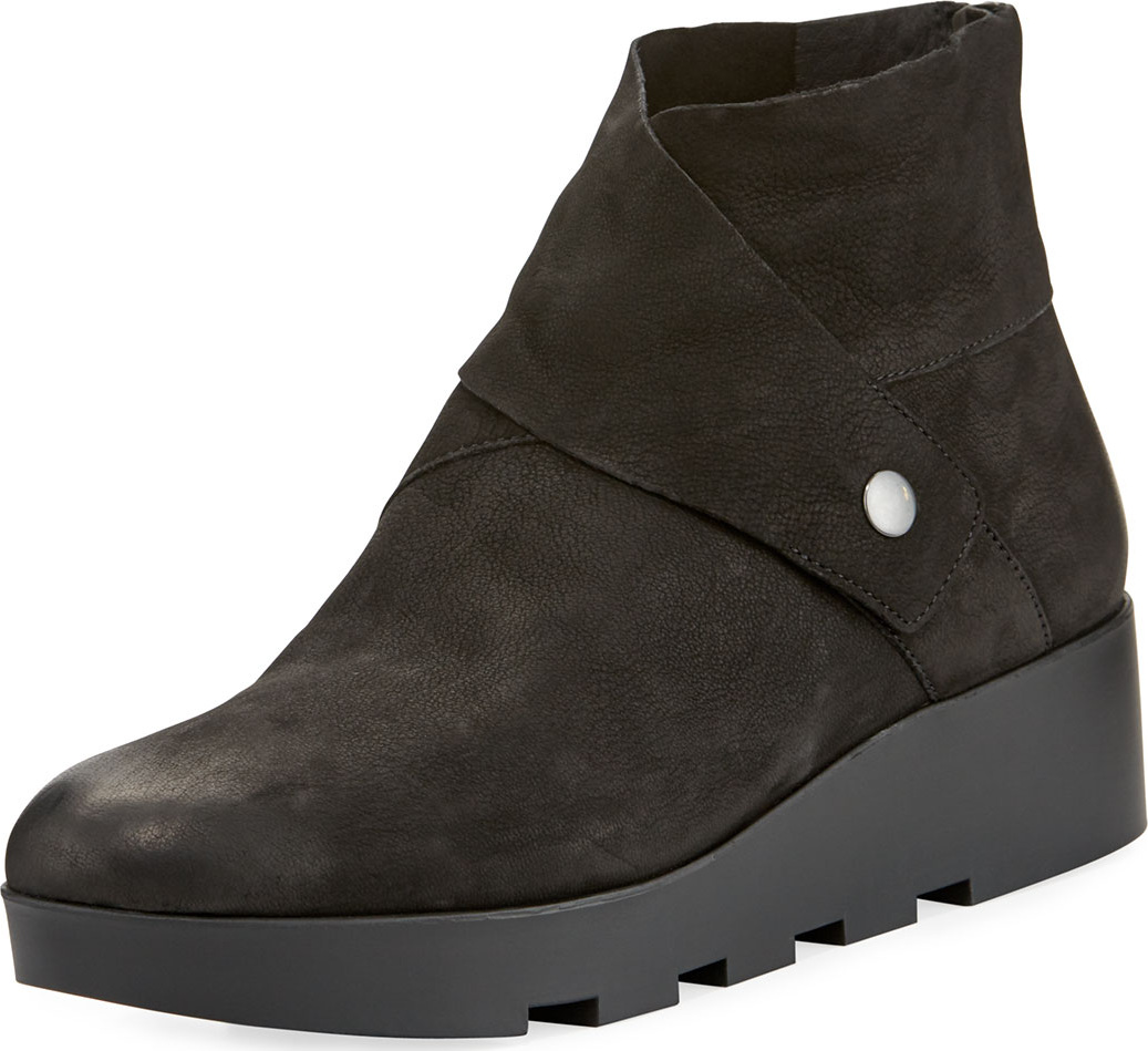 Eileen Fisher Tread Nubuck Zip Platform Bootie