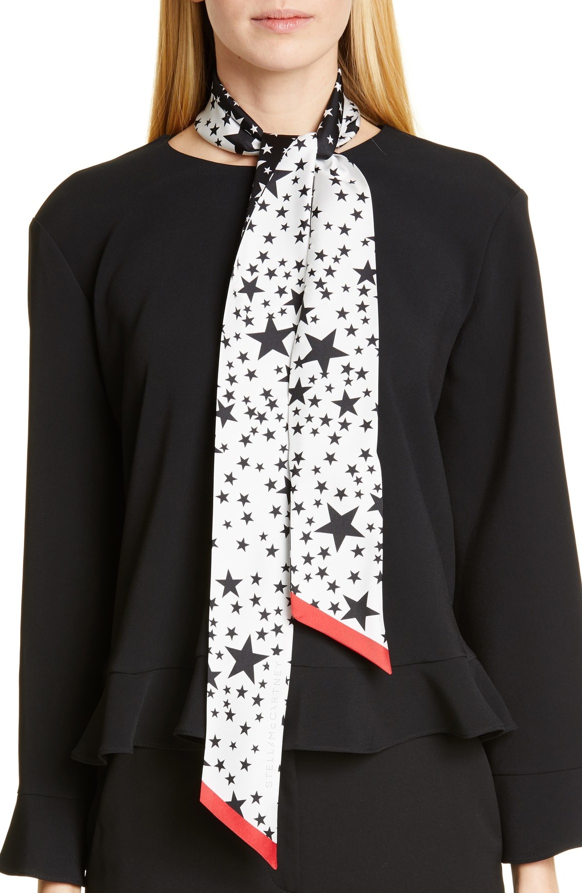 Stella McCartney Star Print Double Skinny Silk Scarf