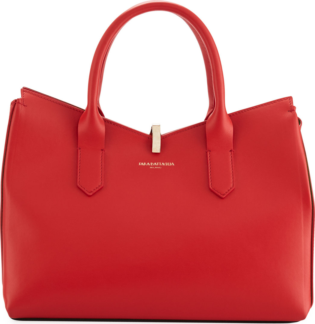 Sara Battaglia Cerniera Leather Frame-Top Tote Bag