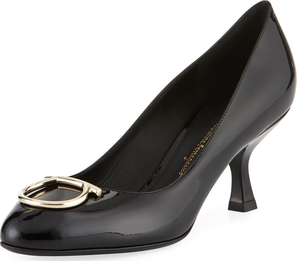 Salvatore Ferragamo Serino Patent Gancio Pumps