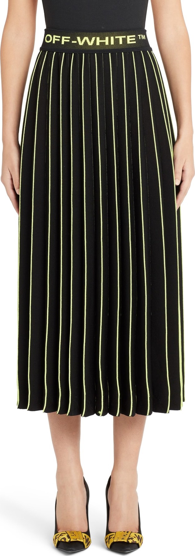 Off White Plissé Sweater Skirt