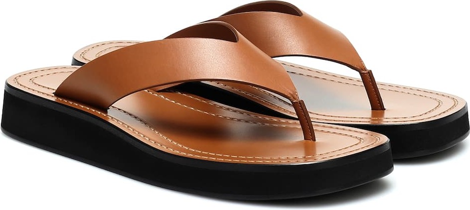THE ROW Ginza leather platform slides